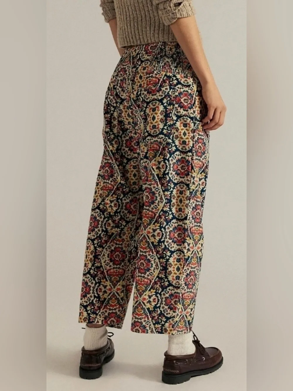 NWOT size Medium Free People Lunan Crop Harem Corduroy printed pants